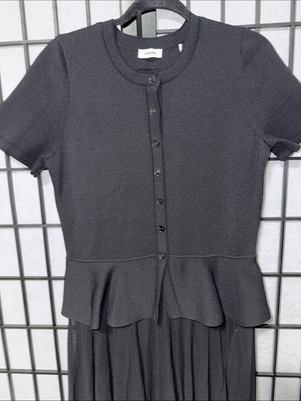 Sandro Judith Peplum Maxi Dress Black Size 8 / FR 40 - Picture 6 of 14